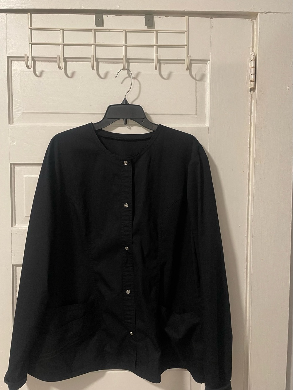 Black Button-Front Long Sleeve Top
